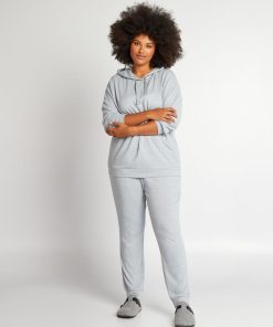 Bas de pyjama maille douce - Jogging - Bleu/gris