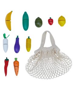 Fruits et légumes avec filet à provisions en bois enfant avec scratch à découper Teamson Kids - N/A