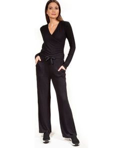 Ensemble Homewear T-shirt cache-coeur et pantalon large Noir - Noir