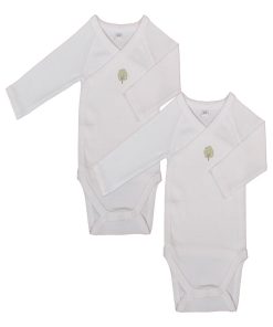 Eveil Et Nature Lot De 2 Bodys Manches Longues Coton Bio - Blanc