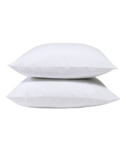 Bleu Câlin - Lot de 2 Taies d'oreiller unies Percale de coton 80 fils/m² - Blanc