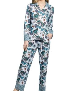 Ensemble pyjama long fleuri en modal Christie - Vert