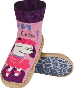 Chaussons chaussettes avec semelle en cuir - Multicolore
