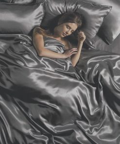 Parure de Lit Satin Gris Anthracite - Gris