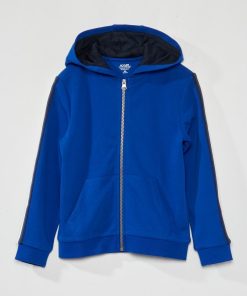Sweat à capuche et bande tricolore - bleu