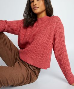 Pull en maille ajourée - Rose