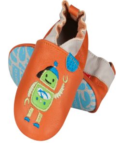Chaussons bébé en cuir souple - Orange
