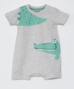 Barboteuse 'crocodile' en jersey - gris