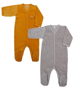 Eveil Et Nature Lot De 2 Dors-bien Velours Coton Bio - Gris