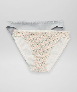 Lot de 2 culottes forme bloomer - Gris/blanc