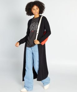 Gilet long en maille - Noir
