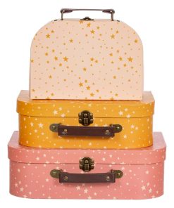 Set de 3 valisettes Little Stars étoiles - Orange