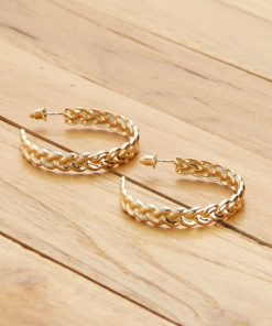 Boucles d'oreilles créoles tressées - Doré