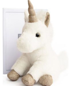 Coffret peluche Licorne or et paillettes Girls & Glitter (23 cm) - Blanc