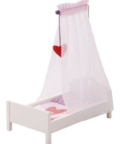 ROBA Lit pour Poupée en Bois "Fienchen" Inclus Textile Rose - Laqué Blanc - N/A
