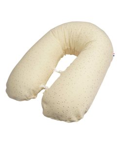 Coussin d’Allaitement Double Gaze de coton à pois dorés, Écru - Fabrication Française - Beige