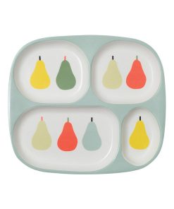 Assiette à compartiments en mélamine Poire - Vert d'eau