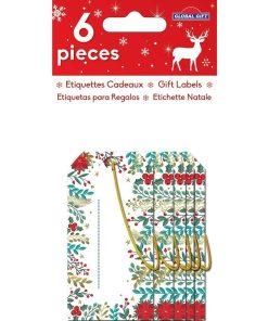 6 étiquettes cadeaux - Motif végétal avec dorures - N/A
