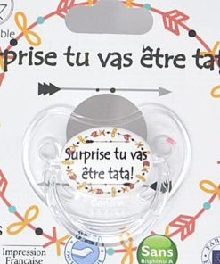 Sucette " Surprise tu vas être tata ! " - Blanc