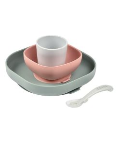 Coffret repas en silicone eucalyptus (4 pièces) - Gris Rose Gris