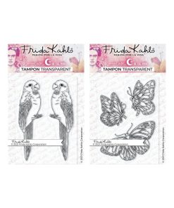 5 Tampons transparents - Perruches + Papillons - 9,5 x 6,5 cm - N/A