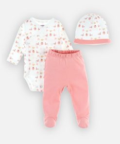 Set body + legging + bonnet, clair - Rose