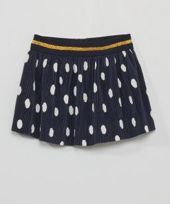Jupe plissée à pois - bleu marine
