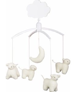 Mobile musical moutons et lune - Ecru