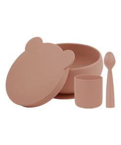 Coffret mes premiers repas, Bol Cuillère Gobelet - Marron caramel