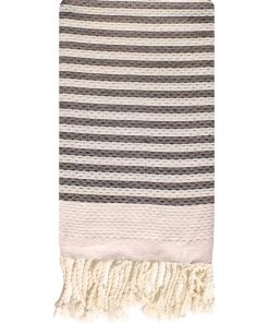 Fouta traditionnelle en coton 100x200 cm Nid d'abeille - Gris taupe