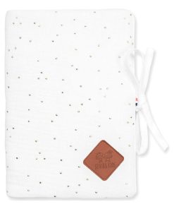 Protège carnet de santé en gaze de coton, Jeanne - Blanc Doré