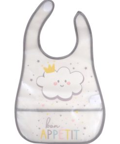 Bavoir bebe avec recuperateur Nuage - Gris