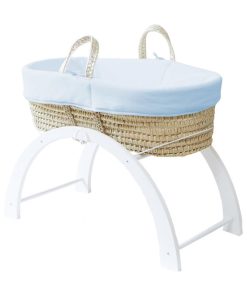 Couffin avec Support Réversible - Habillage Azur en Coton Bio - Bleu clair