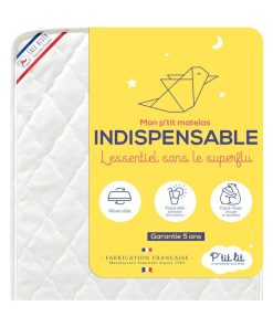 Matelas Bébé Indispensable 60x120 | 1 Face Été/1 Face Hiver - Blanc