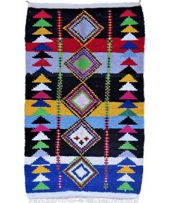 Tapis berbère 150x240 BOUCHAROUETTE BACHA Multicolore fait main en coton idéal pour Salon - Multicolore