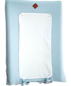 Housse de matelas à langer en gaze de coton, Jeanne - Bleu