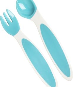 Lot de 2 couverts bébé ergonomiques bleus 4 mois - Bleu