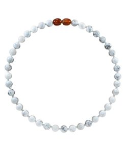 Collier Bébé - Pierres naturelles : Magnésite & Howlite - Blanc