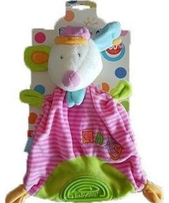 doudou Sauthon Souris Rose Pirate Ahoy Dentition Rayure Plat - Rose