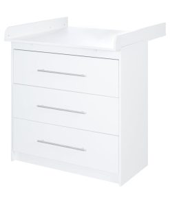 ROBA Commode à langer "Maren" avec Plan à Langer Amovible - 3 Tiroirs - Hauteur 90,5 cm - Blanc Blanc