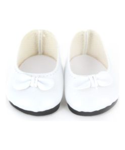 Accessoires pour poupée de 28 cm : Ballerines blanches avec noeud - N/A