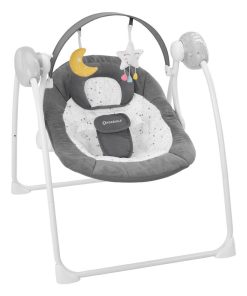 Badabulle Balancelle Electrique Bébé Moonlight - Arche de jeux inclus - Berceuses - Garantie à vie - gris anthracite