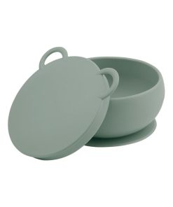 Bol bébé avec ventouse et couvercle en silicone - Vert
