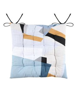 Lot de 4 galettes de chaise 16 points 40x40 Quadro bleu coton - Bleu