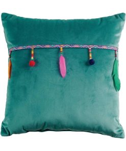 Coussin Velours Pampilles Collection Plumis - Vert