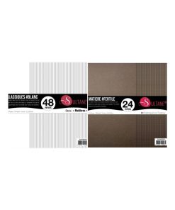 72 papiers Scrapbooking Blanc + Marron - 300g/ m² - N/A