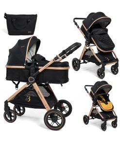 Bebelissimo - Poussette transformable - combinée - convertible - 2 en 1 - 0-22kg- Nicea - gold - Noir Doré