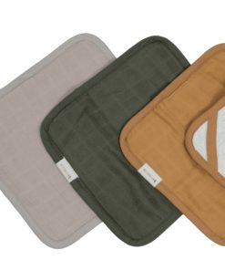 Lot de 3 débarbouillettes en coton biologique Olive Garden - Vert