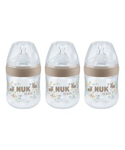 Lot de 3 biberons For Nature 150ml perçage S Temperature Control Nuk - Beige