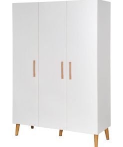 ROBA Armoire "Mick" 3 portes – technologie à fermeture progressive – blanc / chêne doré - Blanc